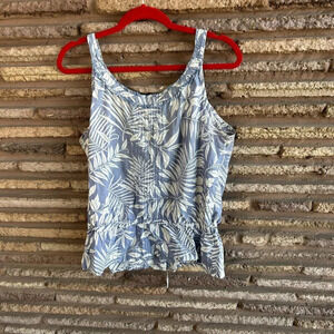 Gemini and Libra Blue and White Pleated Front Camisole Tank Top Size Medium